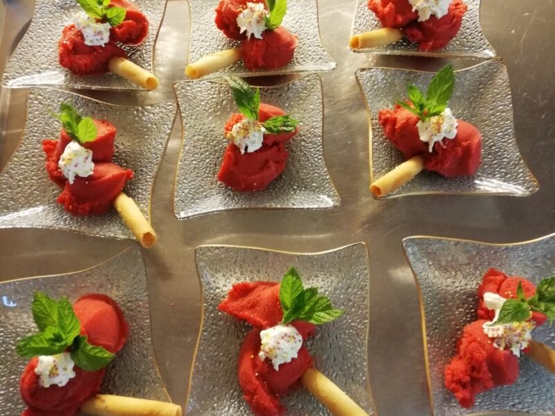 Le Bois de l'Ange, table d'hôtes : Sorbet fraise et framboise